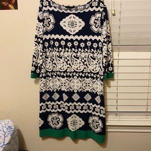 Blue white midi dress